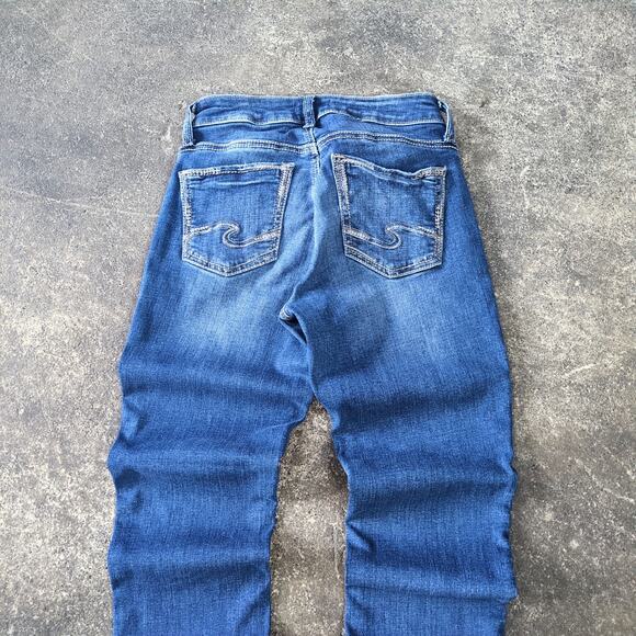 Silver Jeans Boyfriend Womens 25 Blue Pants Dark Faded Stretch Crop Ankle Y2K - Picture 4 of 8